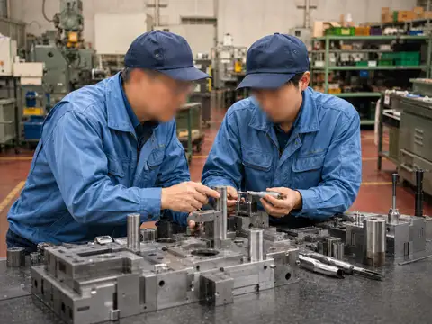 精密金型を確認する作業者