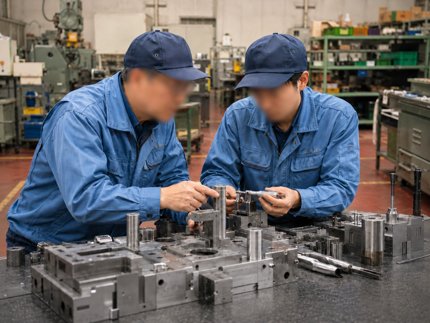 製品図面をもとに金型構造を検討する作業